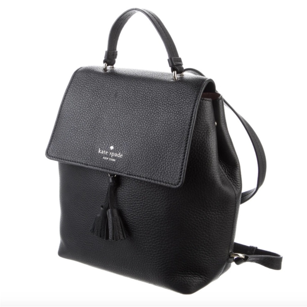 Kate Spade Black Medium Hayes Pebbled Leather Backpack